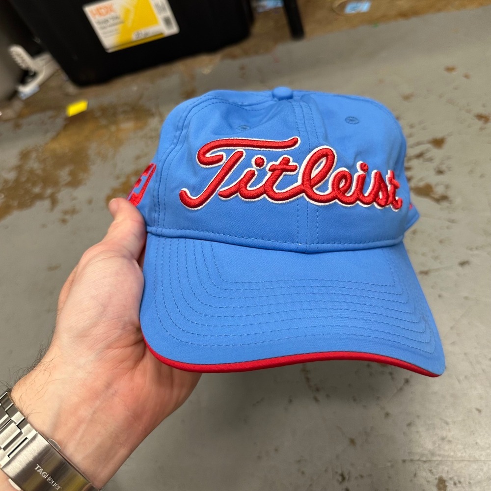 Titleist Golf Hat Blue Red FootJoy FJ Logo Adjustable Performance Baseball‎ Cap